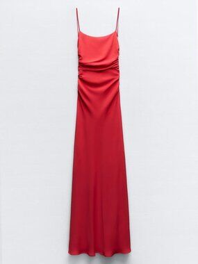 Draped Lingerie-Style Red Dress